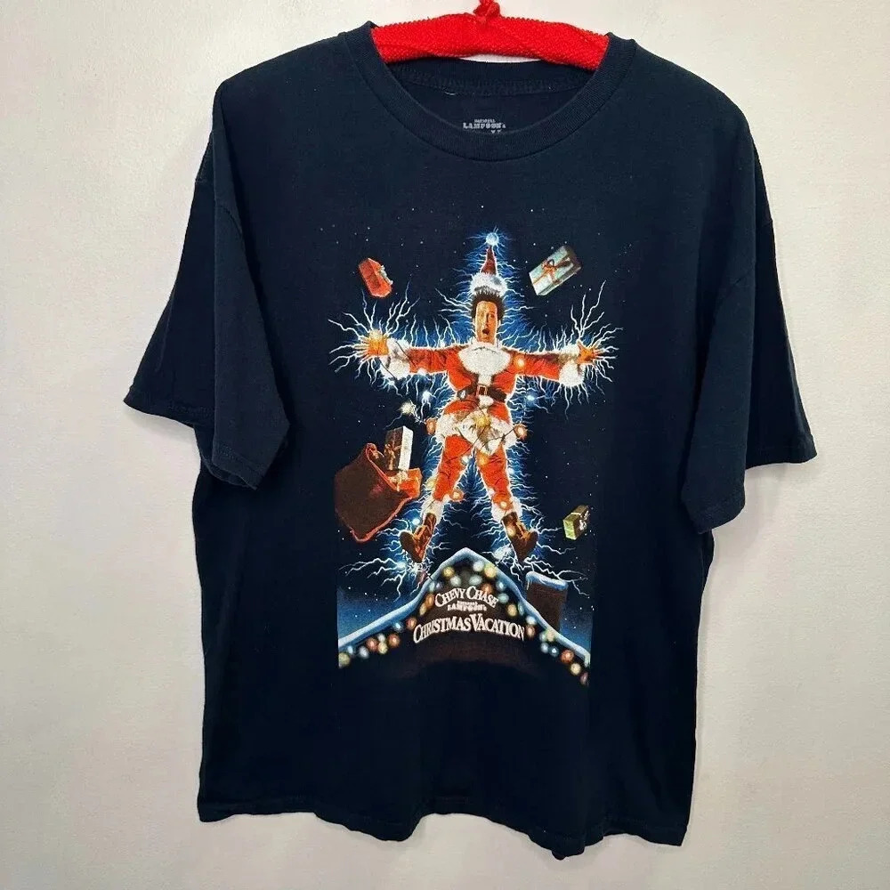 Ripple Junction Christmas Vacation Shirt Adult XL Navy Blue Crew Neck Cotton